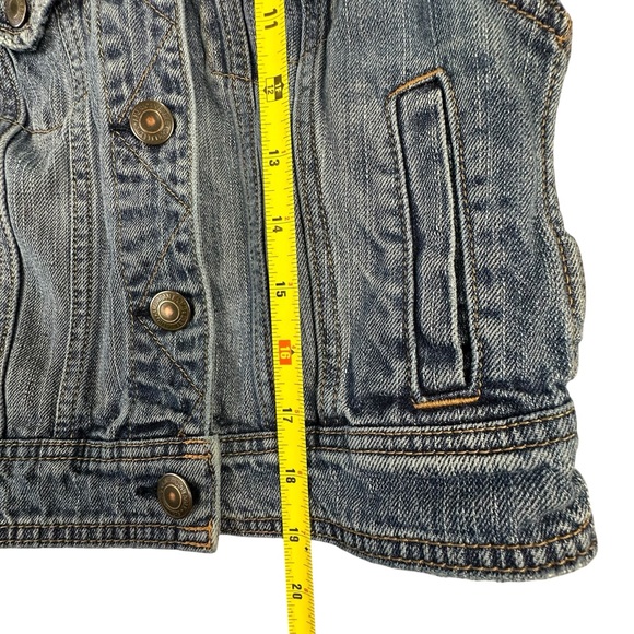 AE American Eagle Women's Blue Denim Jean Vest Size XS Metal Button Up Collar - Picture 5 of 6